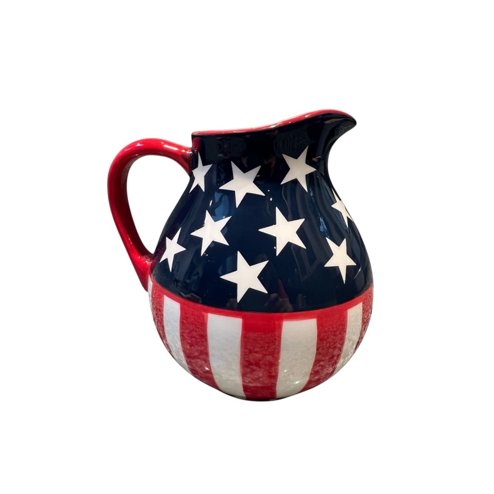 Hausenware Patriotic Ceramic Pitcher by Sally Noll Americana 90s Y2K - Picture 2 of 8